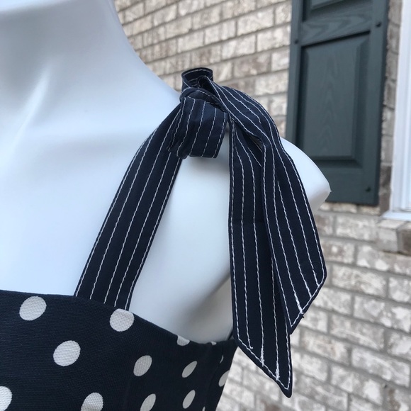 J.Crew Blue Navy Tie Straps Polka Dots Dress - Picture 6 of 12